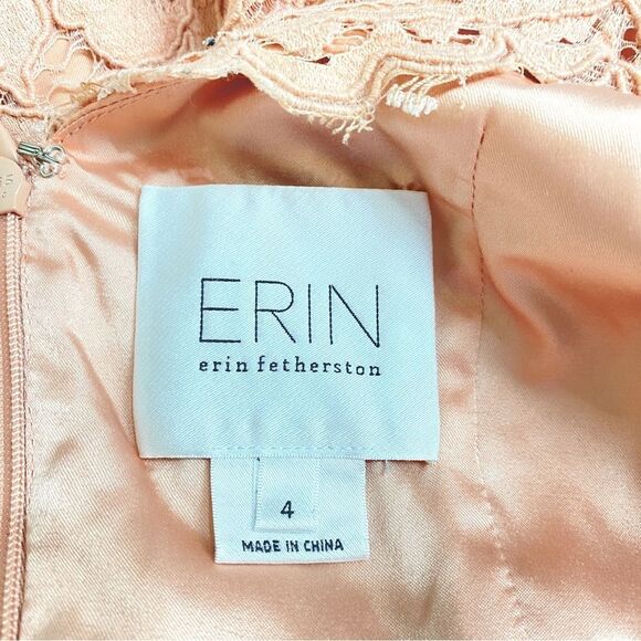 ERIN by Erin Fetherston Peach Alicia Floral Lace Fit Flare Mini Dress Sz 4 - Picture 9 of 14